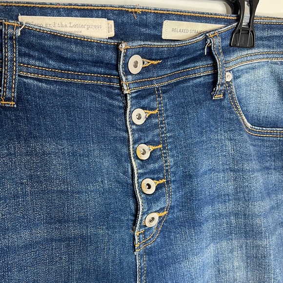 🛍️Anthropologie Pilcro relaxed straight/red piped accent denim jeans 30 - Picture 4 of 10